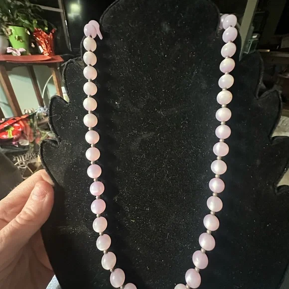 vintage moon glow Lavender Beaded Necklace - Picture 5 of 6